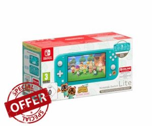 Nintendo Switch Lite Animal Crossing: New Horizons Timmy and Tommy Aloha Edition (Turquoise) with Pre-Installed Game and 12 Month Switch Online Subscriptio