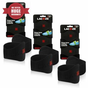 LACEEZE Bands Max size 3 PACK black bands fits shoe size UK 7 onwards keeps laces tied during sport