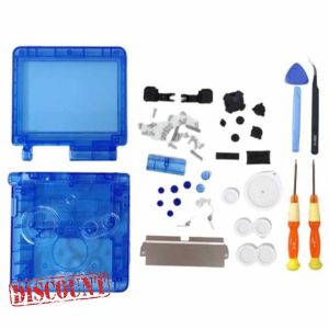 Hzxkqmil Replacement Full Shell Transparent Housing Case Cover with Buttons Screws Kit for Game Boy Advance SP GBA SP Console (Clear Blue)