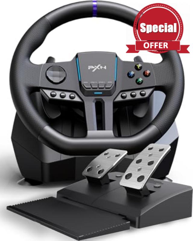 PXN V900 Gen2 Gaming Steering Wheel with Hall Pedals - 16 Bit