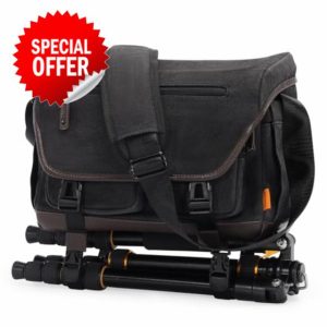 Cwatcun Camera Bag Shoulder Camera Bag for Photographer Canvas Water Resistant DSLR Single Camera Bag Compatible with Sony Nikon(M)