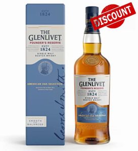 The Glenlivet Founder's Reserve Single Malt Scotch Whisky with Giftbox | Double Matured in Oak Casks | 40% ABV | 70CL | Original Speyside Single Malt Whisky | Sweet and Fruity Scottish Whisky