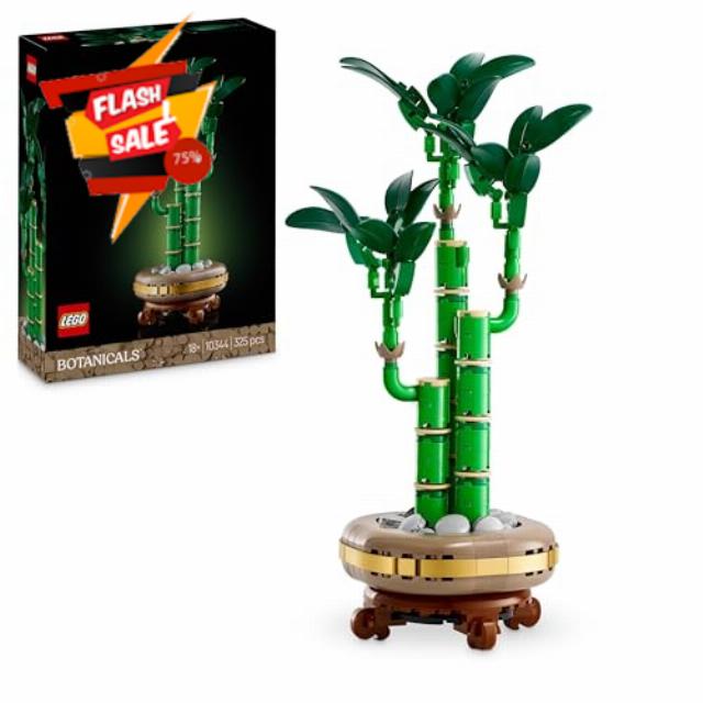 LEGO Botanicals Lucky Bamboo Artificial Plant for Indoor Display - Set for Adults includes a Buildable Pot with a Wood-Effect Plinth for Home Decor - Gift for Valentine's Day for Her or Him - 10344