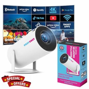Cosy Cast British Designed Mini Projector | Smart Portable Projector With Built-in Streaming Apps