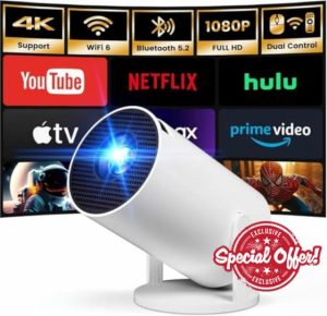 [Built-in Apps] Mini Projector with WIFI 6 and Bluetooth