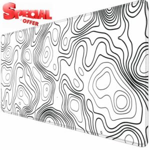 Gaming Mouse Pad XXL - 1200 x 600 mm - Contour Map - Large Mousepad with Stitched Edges - Waterproof and Non-Slip - Improves Precision and Speed - For PC