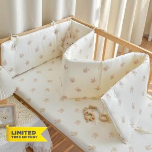 ENAZKLADB Cot Bumper Breathable Crib Bumper Baby Cot Liners Cot Bumpers For Cot Bed Padded Cot Bumper Cotbed Bumper For One Side Baby Cot Bumpers Crib Rail Cover Baby Crib Bumpe