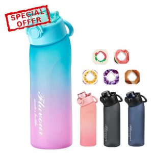 Wunihado 5 Flavour Pods Air Water Bottle 720 ml with BPA Free Tritan material 0 sugar to change flavour Vegan friendly for outdoor sports (Purple)