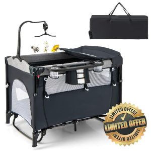 COSTWAY 5 in 1 Travel Cot