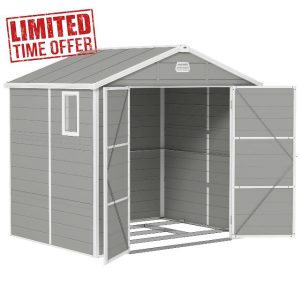 Outsunny 8 x 6ft Plastic Garden Storage Shed with Foundation Kit