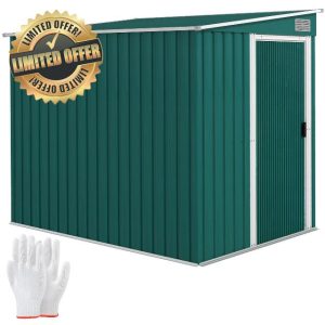 Outsunny 7 x 5FT Galvanised Metal Garden Shed with Foundation