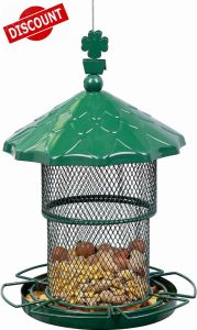 Metal Bird Feeder Tube Hanging Wild Bird Seed Feeder Squirrel Proof (Green)