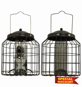 Deluxe Heavy Duty Squirrel Proof Hanging Bird Seed & Nut Feeders Cage (Pack of 2)