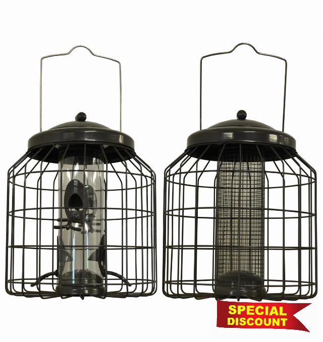 Deluxe Heavy Duty Squirrel Proof Hanging Bird Seed & Nut Feeders Cage (Pack of 2)