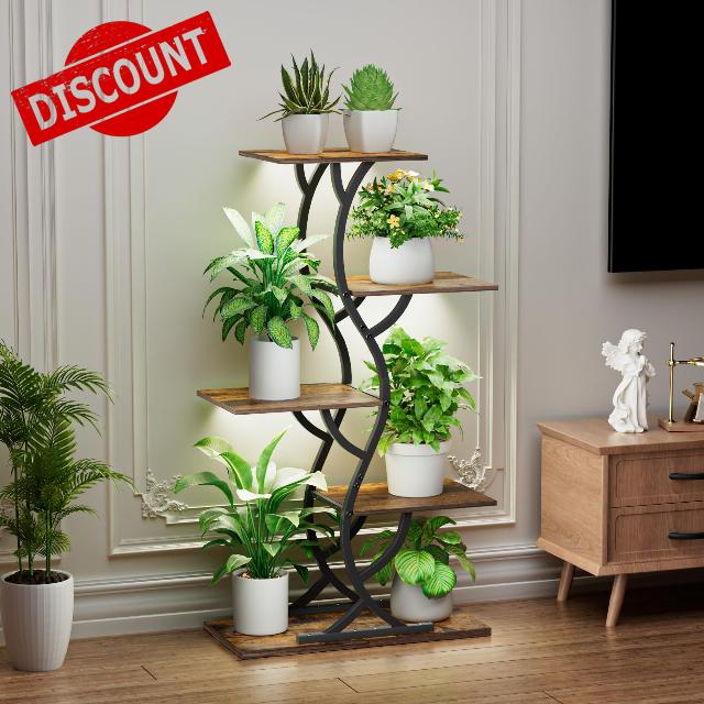 BACEKOLL Plant Stand Indoor with Grow Lights