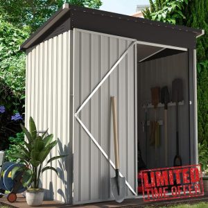 UNIONLINE Metal Shed| Garden Outdoor Storage Sheds | 150x86 cm | 5x3ft | Lockable Door | Small Outside Storage Box Waterproof | White