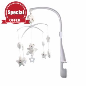 JOINPAYA Bed Bell Bed Doll Crib Cot Bed Girl Music for Babies Polyester White