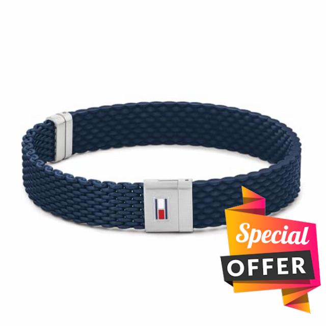 Tommy Hilfiger Jewelry Men's Silicone Bracelet in black or blue