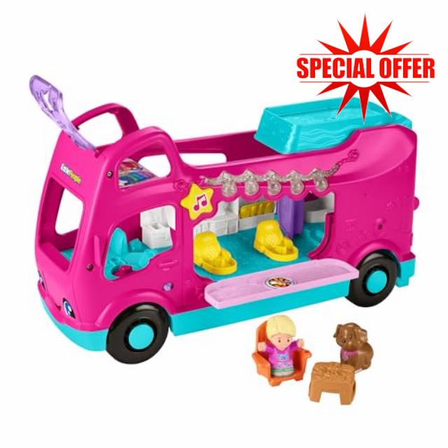 Fisher-Price Little People Toddler Toy Barbie Little Dreamcamper RV Playset with Lights