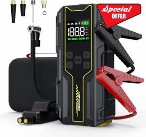 4000A Jump Starter Power Pack with Air Compressor/18W Fast Charging