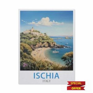 BEAYODKP Digital Painting DIY Frameless Paint by Number Kits,Ischia Italy Vintage Travel Poster,Paint by Numbers Oil Painting Canvas Print Wall Art Home Decoration(40x50cm-AX33