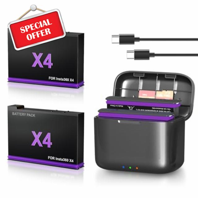 LINGHUANG 2 Pack Batteries with Fast Charger For Insta360 X4