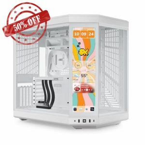 HYTE Y70 Touch Infinite Dual Chamber ATX Mid Tower Modern Aesthetic Case with Integrated 2.5K LCD Touchscreen - Snow White