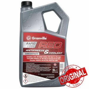Granville Rapid Cool Red Antifreeze Concentrate – 5L | Long Engine Protection | Anti-Freeze Engine Coolant Organic Acid Technology (OAT) | BS: 6580:2010 Compliant | Ethylene Glycol-Based Coola