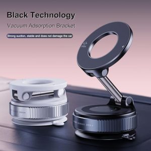 360° Rotating Adjustable and Foldable Vacuum Adsorption Car Phone Mount Low Noise for iPhone & Android for Car/Gym/Mirror/Smooth Surface (Black)