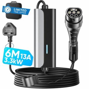 EV Charger Cable Type 2 to 3 Pin Plug 6M