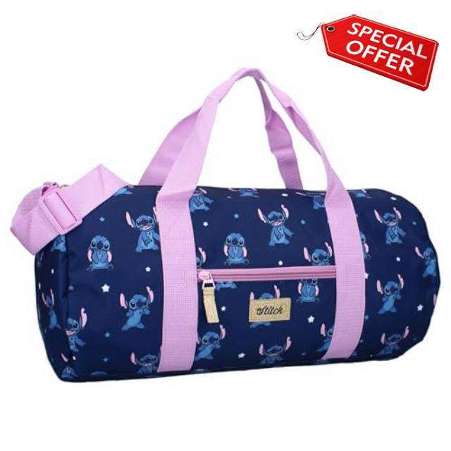 STITCH Feeling Right - Travel Bag Polyester Sports Bag with Shoulder Strap and Handles - Travel Bag - Size 45 x 22 x 22 cm - Original Disney Lilo and Stitch