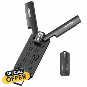 COTDLNK AX5400 USB 3.0 WiFi 6 Adapter USB Network Adapter for Desktop Wireless Gigabit with Tri-Band 2.4G/5G/6G WPA3 Encryption MU-MIMO OFDMA