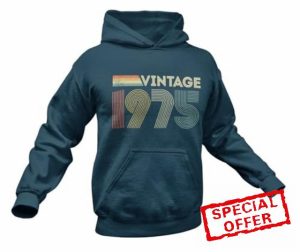 GALAXY TEES Men's Vintage 1975 Hoodie Retro 50th Birthday Gift Idea for 2025 Celebration Prese