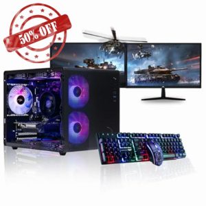 Veno Scorp Gaming PC Dual 22" Monitor Bundle Intel Core i7-6700 Processor RX 580 8GB Graphics Card - 16GB Ram - 512GB SSD - 550W PSU - Windows 10 - WiFi - Cybus 7