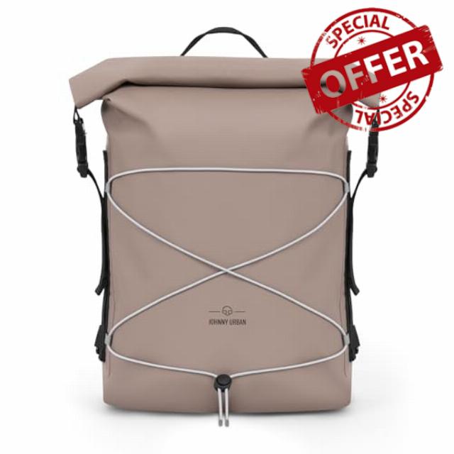 Johnny Urban Waterproof Backpack Dry Bag Beige - Myles - Roll Top Backpack 20L for Paddleboarding