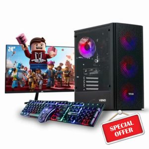 Veno Scorp 24" Monitor Bundle Intel Core i7 2600 16GB Ram 256GB SSD + 1TB HDD GTX 1650 4GB Windows 10 Gaming PC USB 3.0 NeonZilla ARGB CASE