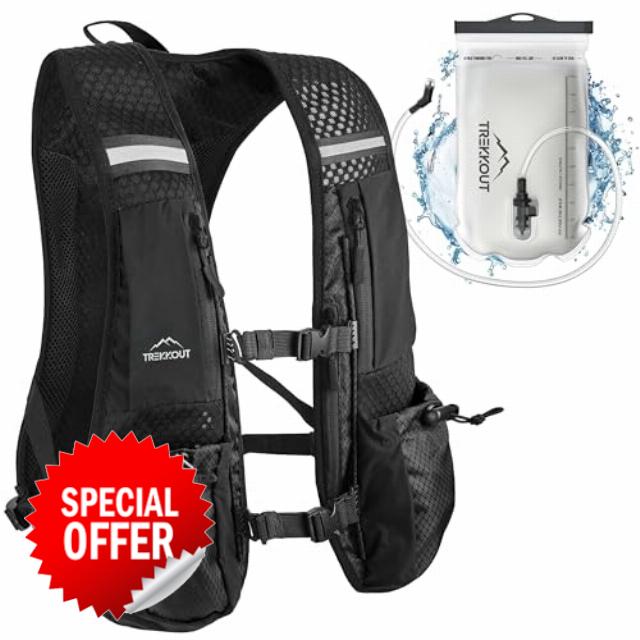 TREKKOUT Adjustable Running Vest for Men & Women | Ultra-Light 5L Hydration Pack | Perfect for Trail Running