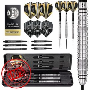 Harrows Combat 90% Tungsten Steel Tip Darts Set I 21g to 30g All Weights Available I Huge 17pcs Bundle with Spare Shafts
