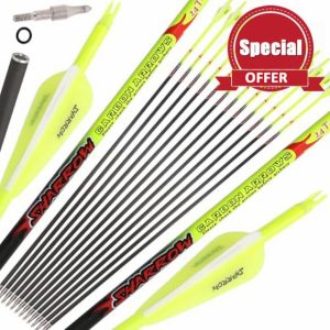 limaity 32" Hunting Arrow Hunting Pure Carbon Practice Arrows Spine 300/350/400/500/600 with Removable Tips for Recurve &Compound & Long Bow