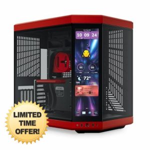 HYTE Y70 Touch Infinite Dual Chamber ATX Mid Tower Modern Aesthetic Case with Integrated 2.5K LCD Touchscreen - Black Cherry