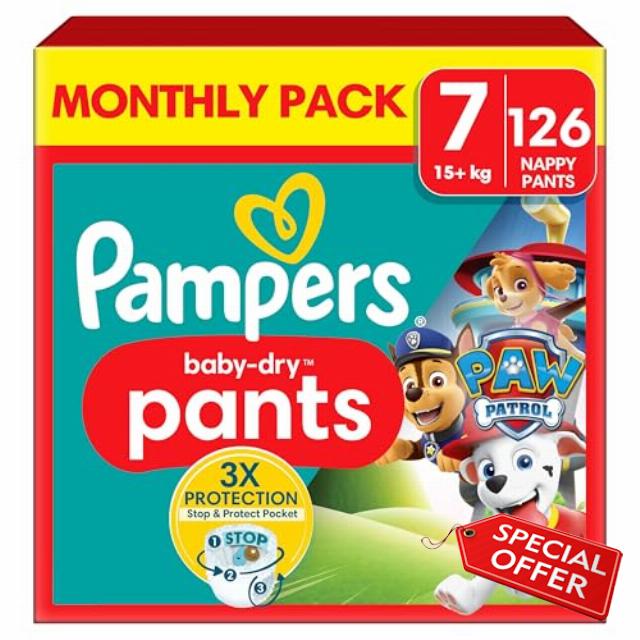 Pampers Baby-Dry Nappy Pants Paw Patrol Edition Size 7