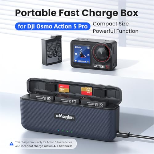USB Fast Charging Case with Type-C Cable Compatible with DJI Osmo Action 5 Pro Original Battery
