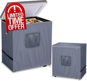 Ataoyus Chest Freezer Cover | Outdoor Freezer Cover Waterproof | Refrigerator Cover | Outdoor or Indoor Fridge Freezer Cover | Freezer Cover Protecto