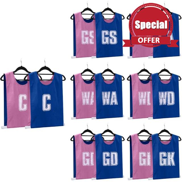 Ziland Reversible Netball Bibs - Team Positions on Front and Back