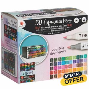 Aqua Markers 50pk - Store Horizontally. All Deco Trays Are Stackable - Weight: 0.137kg - Dimensions: 15.5 X 9.6 X 18.7cm