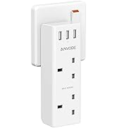 3 Way Plug Adapter, ANVODE Vertical Plug Extension, Wall Socket Power Extender Adaptor for Home, ...