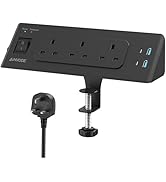 Desk Power Socket with 4 USB (2 Type C), ANVODE 3 Way Desktop Power Strip with Switch, Desk Exten...