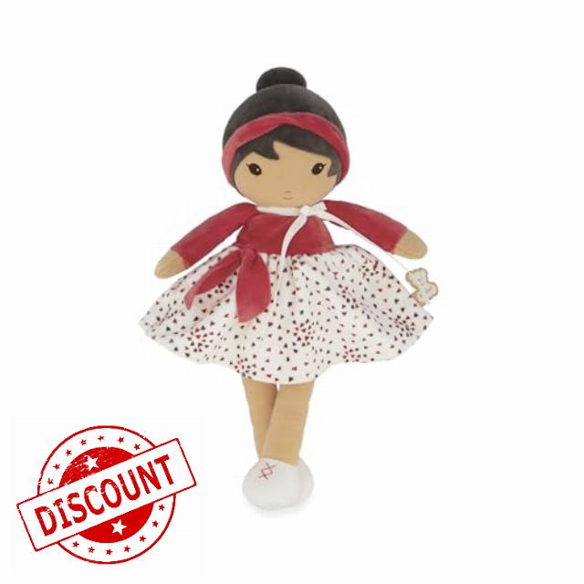 Kaloo - Tendresse - My 1st Fabric Doll Emilie - 32 cm Rag Doll - Micro Velvet Skirt & Red Wrap - Pretty Gift Box - Customizable Ribbon - From Birth