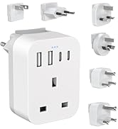 Multi Plug Extension Socket with USB C, ANVODE 3 Way Plug Adaptor with Flexible Socket, Adapter P...