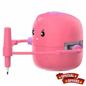 Suoumwa Interactive Educational Drawing Robot Learning Toy with 100 Cards Early Educational Toys for Girl and Boy Pink